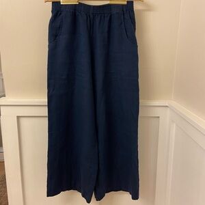 Linenfox Navy Wide Leg Linen Ocean Pant
